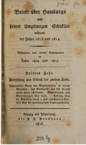 book Briefe über Hamburgs und seiner Umgebungen Schicksale während der Jahre 1813 und 1814