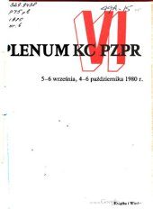 book VI Plenum KC PZPR 5—6 września, 4—6 października 1980 r.