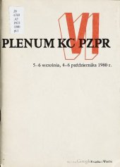 book VI Plenum KC PZPR 5—6 września, 4—6 października 1980 r.