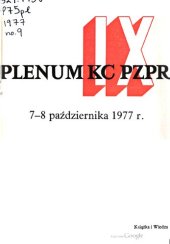 book IX Plenum KC PZPR 7—8 października 1977 r.