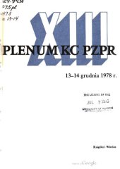 book XIII Plenum KC PZPR 13—14 grudnia 1978 r.