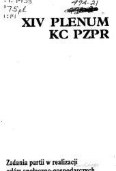 book XIV Plenum KC PZPR 18-19 listopada 1983 r. Zadania partii w realizacji celów społeczno-gospodarczych