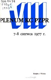 book VIII Plenum KC PZPR 7—8 czerwca 1977 r.