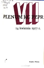 book VII Plenum KC PZPR 14 kwietnia 1977 r.