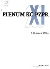 book XI Plenum KC PZPR 9—10 czerwca 1981 r.