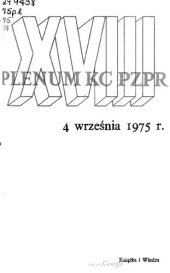 book XVIII Plenum KC PZPR 4 września 1975 r.