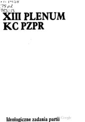 book XIII Plenum KC PZPR 14-15 października 1983 r. Ideologiczne zadania partii