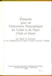 book Eléments pour un dictionnaire biographique du Tchad et du Niger (Téda et Daza)