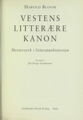 book Vestens litterære kanon : mesterverk i litteraturhistorien