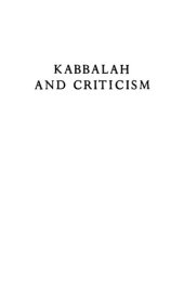 book Kabbalah and Criticism