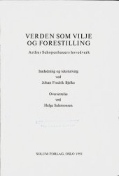 book Verden som vilje og forestilling