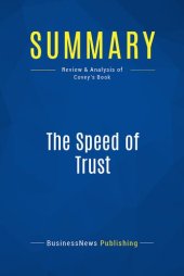 book Summary: The Speed of Trust: Review and Analysis of Covey's Book