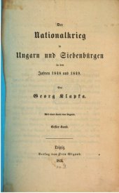 book Der Nationalkrieg in Ungarn und Siebenbürgen in den Jahren 1848 und 1849