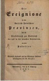 book Die Ereignisse in den russisch-polnischen Provinzen und ihr Verhältnis zu Russland vor und in der neuesten Revolution