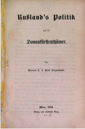 book Russlands Politik und die Donaufürstentümer