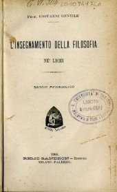 book L'insegnamento della filosofia ne' licei. Saggio pedagogico