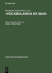 book Vocabularius Ex quo: überlieferungsgeschichtliche Ausgabe: Einleitung