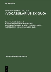 book Frühneuhochdeutsches Glossenwörterbuch. Index zum deutschen Wortgut des Vocabularius Ex quo