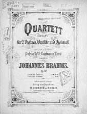 book Quartett fur 2 Violinen, Bratsche und Violoncell, Op. 67, № 3, in B-dur v. Johannes Brahms