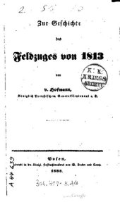 book Zur Geschichte des Feldzuges von 1813