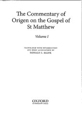 book The Commentary of Origen on the Gospel of St Matthew