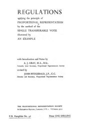 book Regulations applying the principle of proportional representation by the method of the single transferable vote illstrated by an example