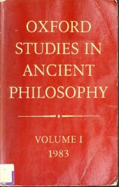 book Oxford Studies in Ancient Philosophy: Volume I