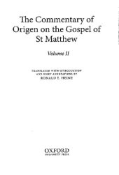 book The Commentary of Origen on the Gospel of St Matthew