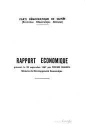 book Rapport économique présenté le 26 septembre 1967 par Toure Ismael, Ministre de Développement Economique