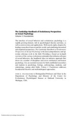 book The Cambridge Handbook of Evolutionary Perspectives on Sexual Psychology: Volume 1, Foundations