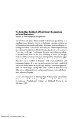 book The Cambridge Handbook of Evolutionary Perspectives on Sexual Psychology: Volume 3, Female Sexual Adaptations