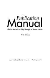 book Publication Manual of the American Psychological Association Fifth Edition