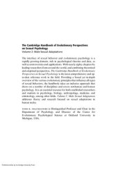 book The Cambridge Handbook of Evolutionary Perspectives on Sexual Psychology: Volume 2, Male Sexual Adaptations