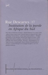 book L'Institution de la Parole en Afrique du Sud