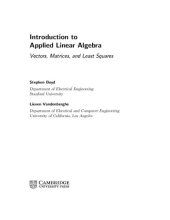 book Introduction to Applied Linear Algebra. Vectors, Matrices, and Least Squares