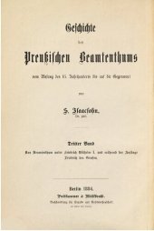 book Das Beamtentum unter Friedrich Wilhelm I. und während der Anfänge unter Friedrich dem Großen