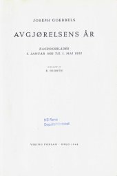 book Avgjørelsens år : dagboksblader 1. januar 1932 til 1. mai 1933