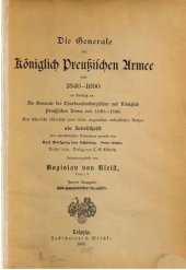 book Die Generale der Königlich Preußischen Armee von 1840 bis 1890