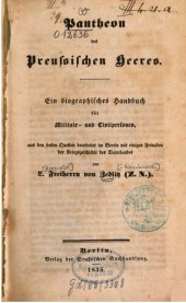 book Pantheon des preußischen Heeres : Ein biographisches Handbuch für Militär- und Zivilpersonen