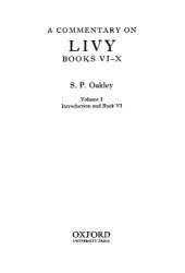 book A Commentary on Livy, Books VI–X, Vol. I: Introduction and Book VI