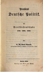 book Preußens deutsche Politik. Die Dreifürstenbünde 1785, 1806, 1849