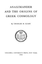 book Anaximander and the Origins of Greek Cosmology