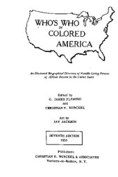 book Who's Who in Colored America: A Biographical Dictionary of Notable Living Persons of African Descent in the United States. Seventh Edition, 1950