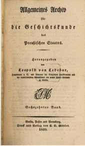 book Allgemeines Archiv für die Geschichtskunde des Preußischen Staates