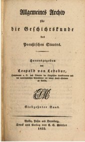 book Allgemeines Archiv für die Geschichtskunde des Preußischen Staates