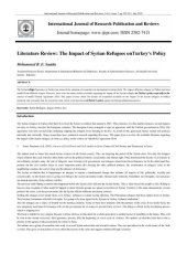 book Literature Review: The Impact of Syrian Refugees onTurkey’s Policy