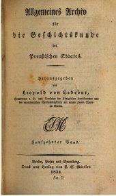 book Allgemeines Archiv für die Geschichtskunde des Preußischen Staates