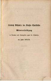 book Friedrich Wilhelms, des Großen Churfürsten, Winterfeldzug in Preußen und Samogitien gegen die Schweden im Jahre 1678/79 : Ein Beitrag zur brandenburgischen Kriegsgeschichte