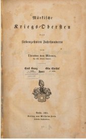 book Märkische Kriegs-Obersten im siebzehnten Jahrhunderts