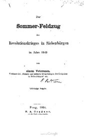 book Der Sommer-Feldzug des Revolutionskrieges in Siebenbürgen im Jahre 1849